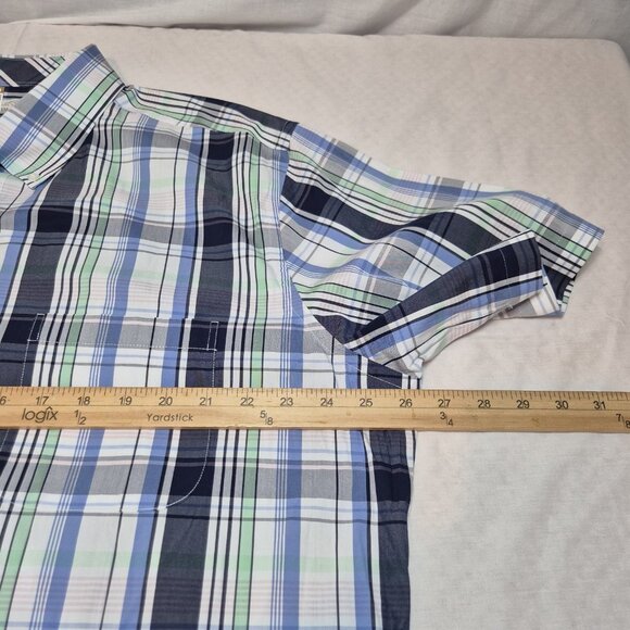 Roundtree & Yorke Gold Label Men's Shirt Size XXL Short S White Blue  Plaid (45) - Picture 5 of 11